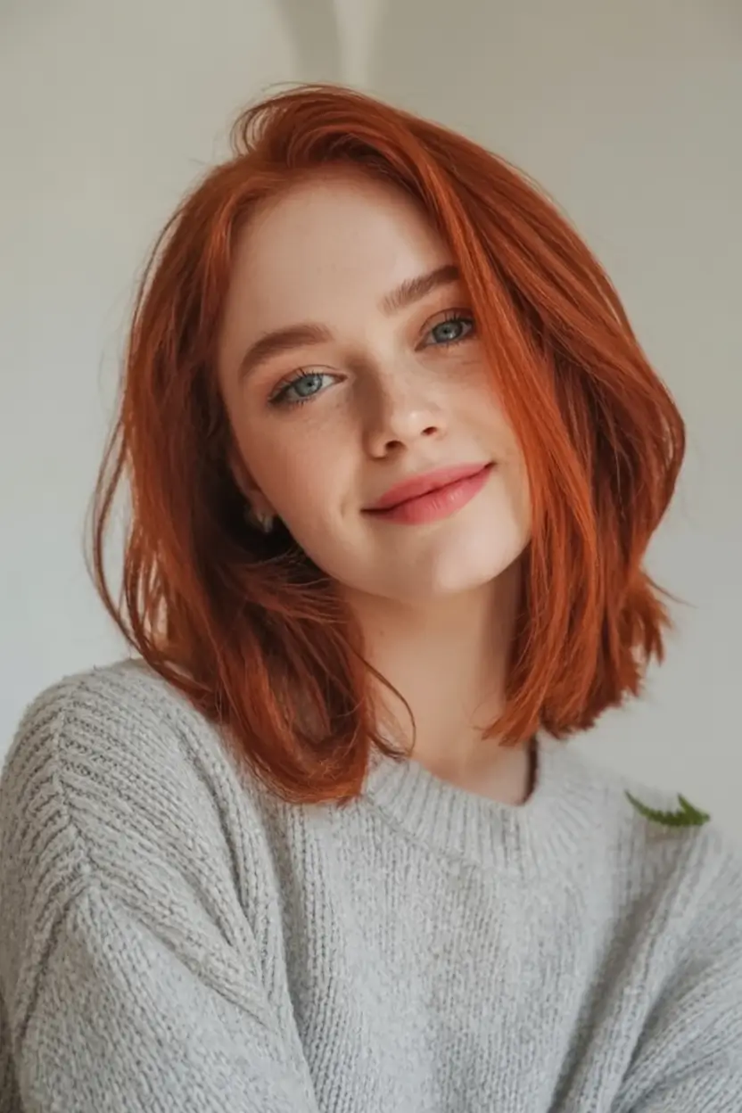 Bob Haircuts -Trending for Fall 2025 Glossy Auburn Layers for a Touch of Warmth