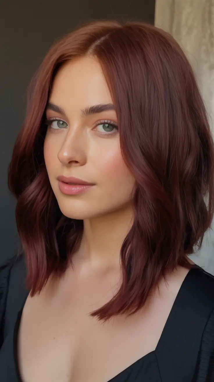 Bob Haircuts -Trending for Fall 2025 Chestnut Waves with Dimensional Shine