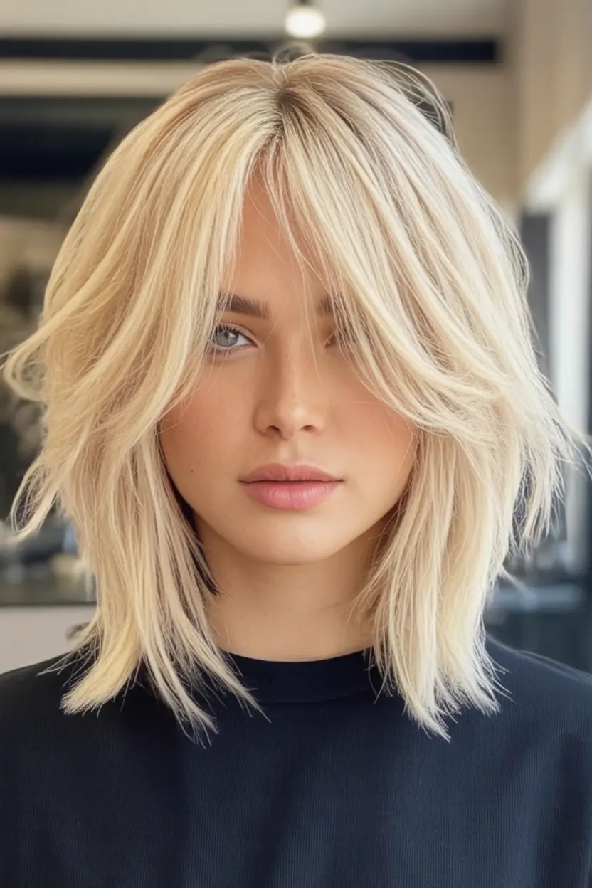 Bob Haircuts -Trending for Fall 2025 Choppy Blonde Layers with Movement