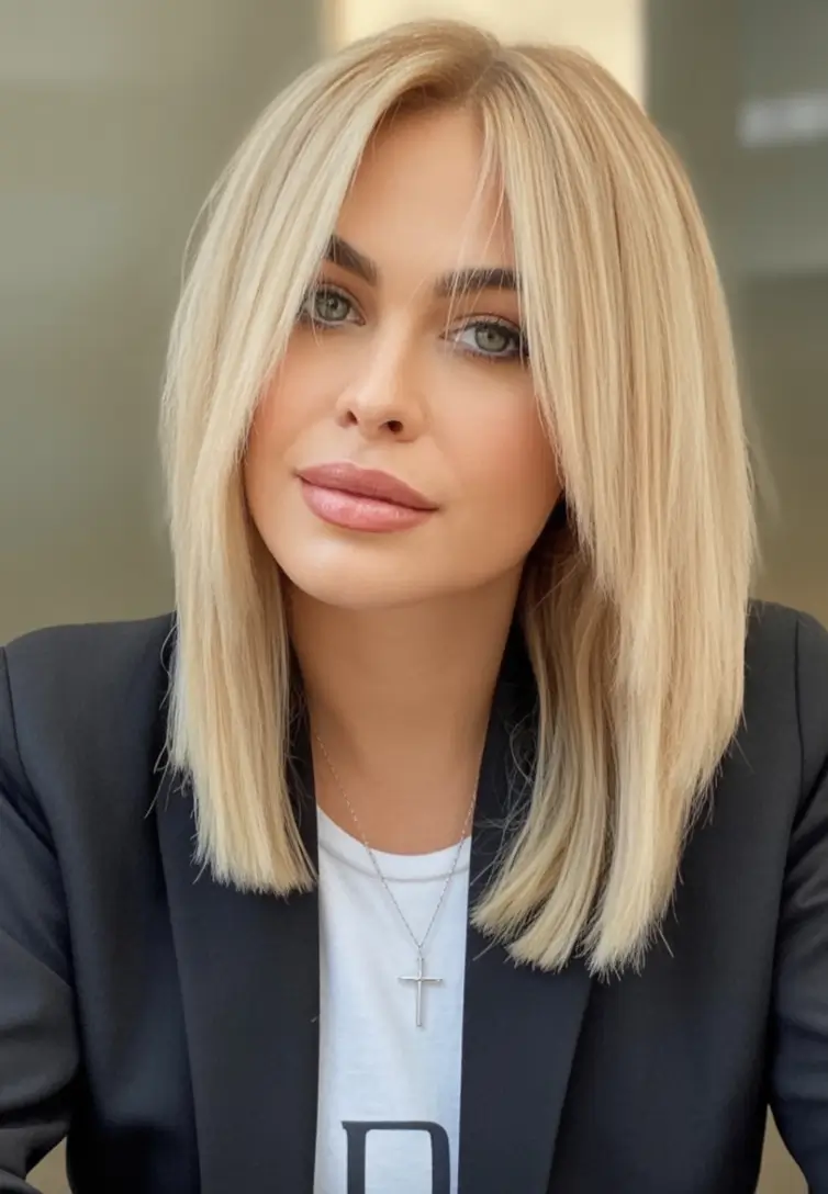 Bob Haircuts -Trending for Fall 2025 Long Sleek Blonde with a Power Part