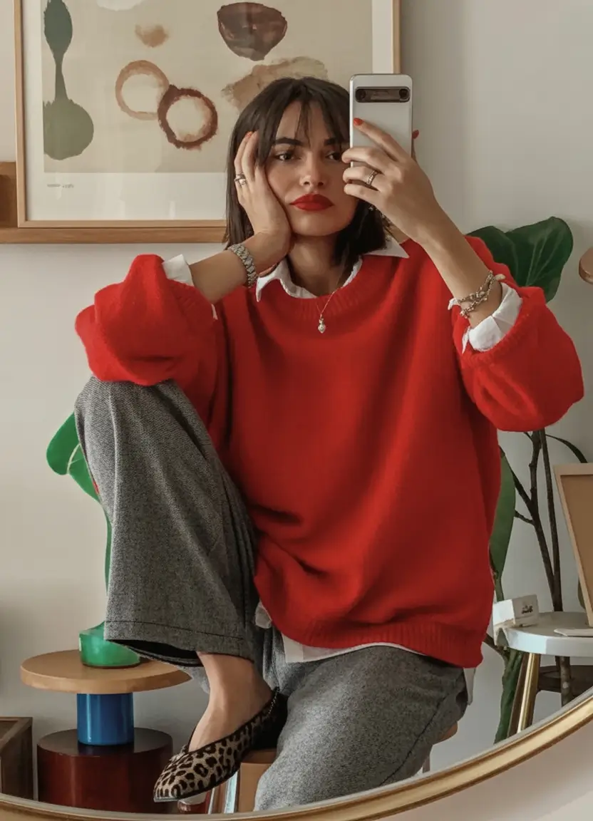 Casual September outfits Ideas 2025 Classic Red with a Tailored Twist