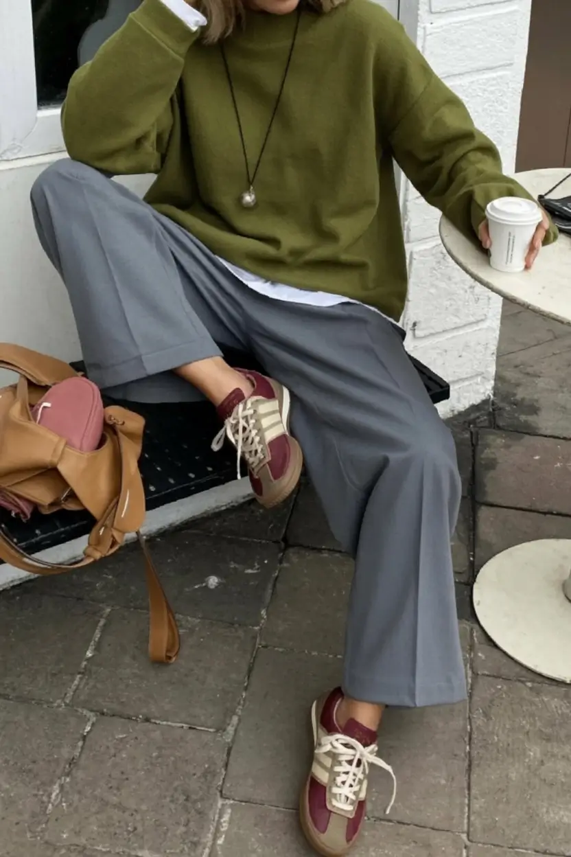 Casual September outfits Ideas 2025 Relaxed Neutrals with a Pop of Vintage Sport