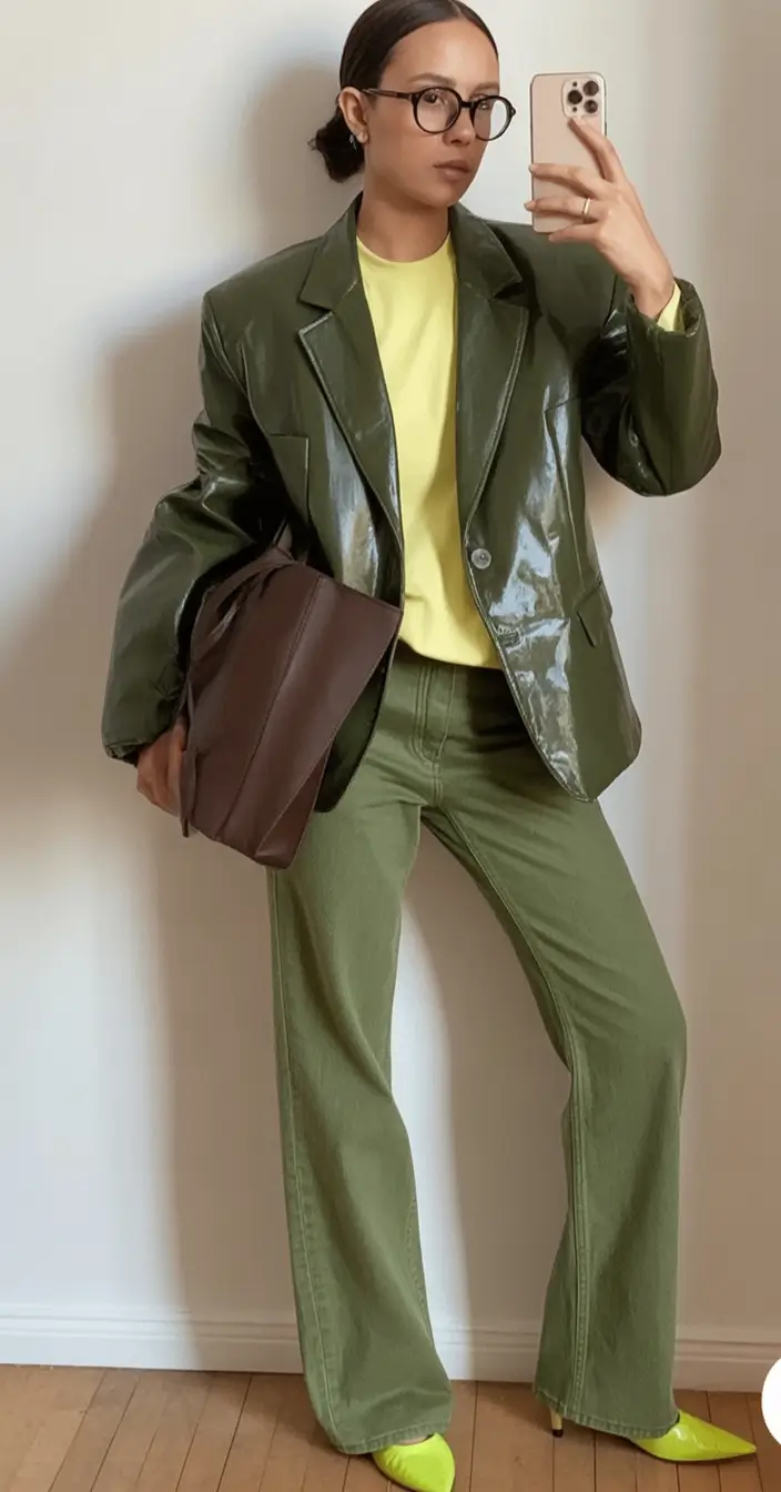 Casual September outfits Ideas 2025 Modern Monochrome with a Neon Twist