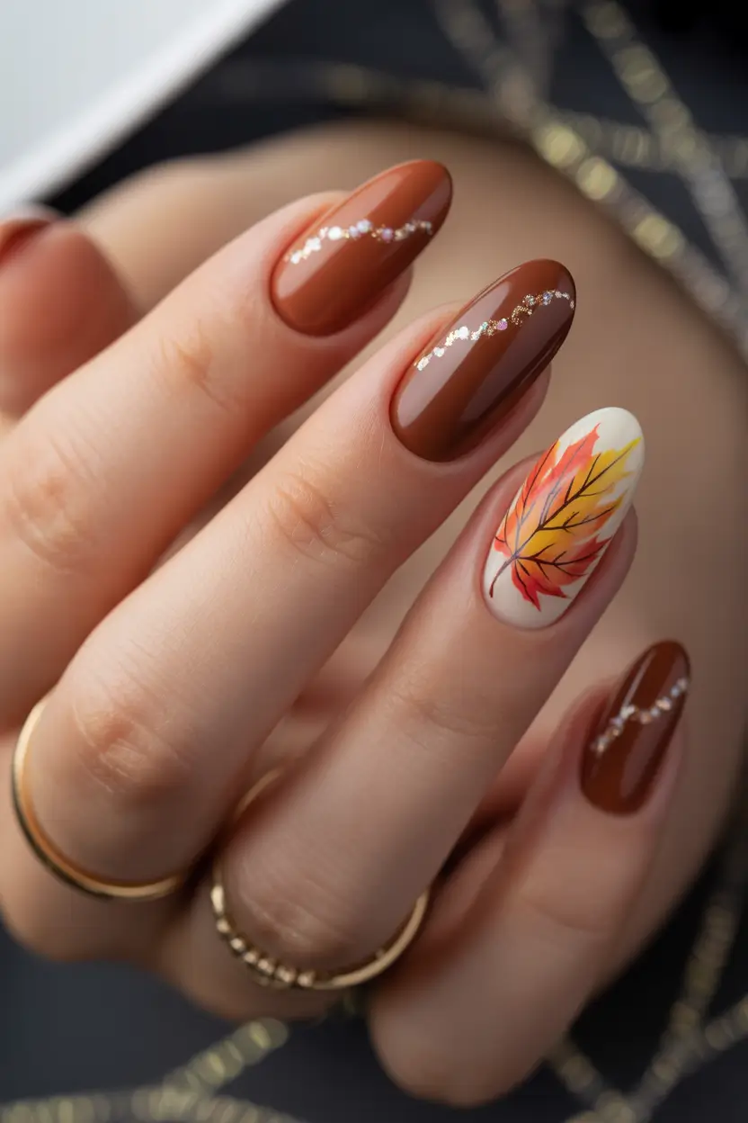 Fall Nail Colors for Brown Skin 2025 Rusty Brown with Maple Accent