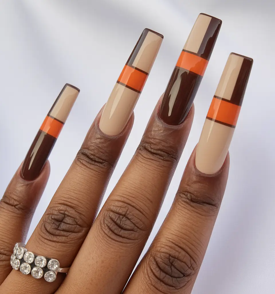 Fall Nail Colors for Brown Skin 2025 – Chic Geometric Neutrals