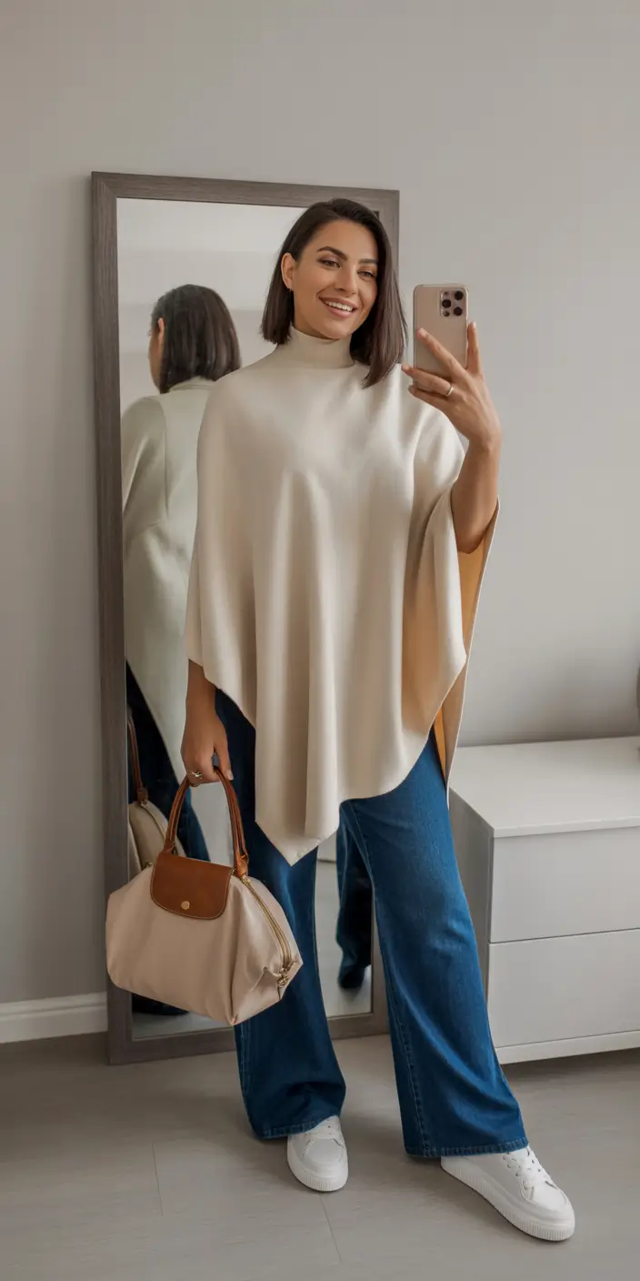 Chic Midsize outfits to Try This Fall 2025 Effortless Everyday Poncho