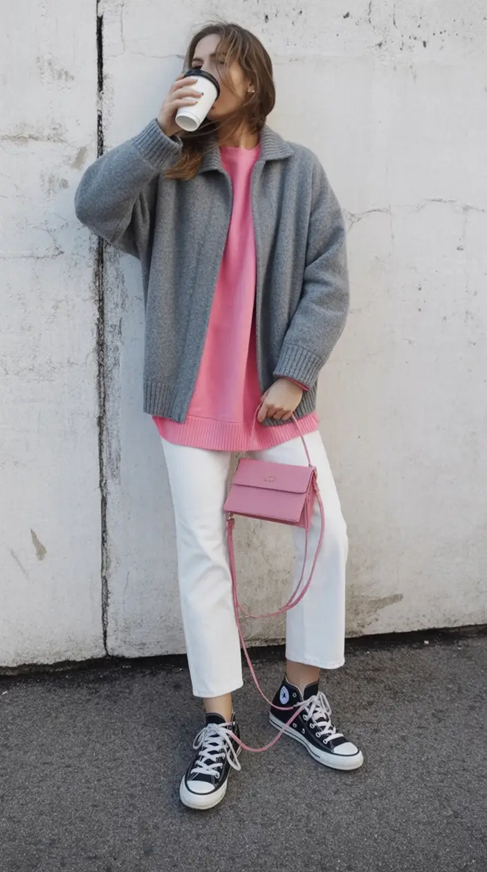 Easy fall outfits for busy moms – ideas for 2025 Pop of Pink for Morning Errands