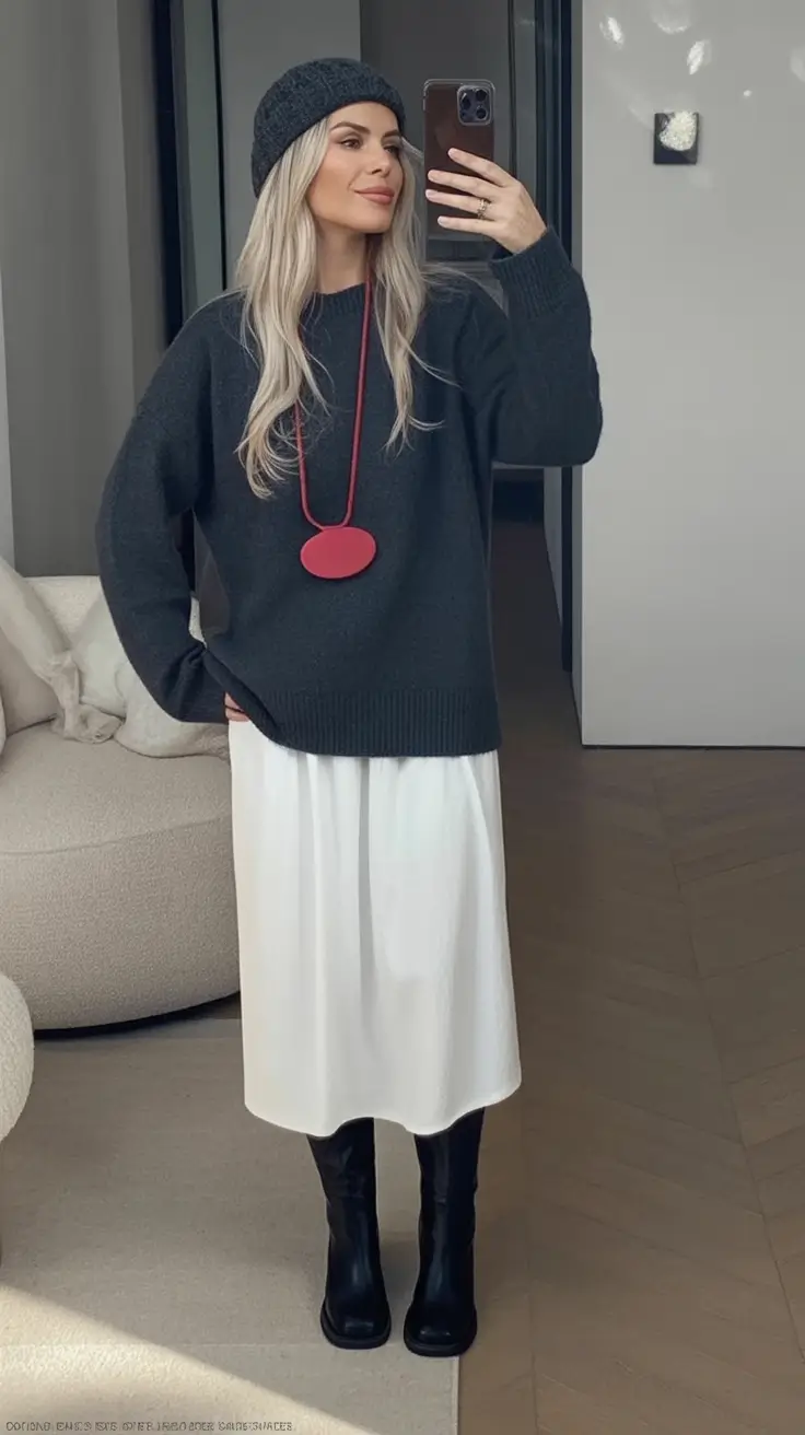 Easy fall outfits for busy moms – ideas for 2025 Monochrome Layers with Winter White