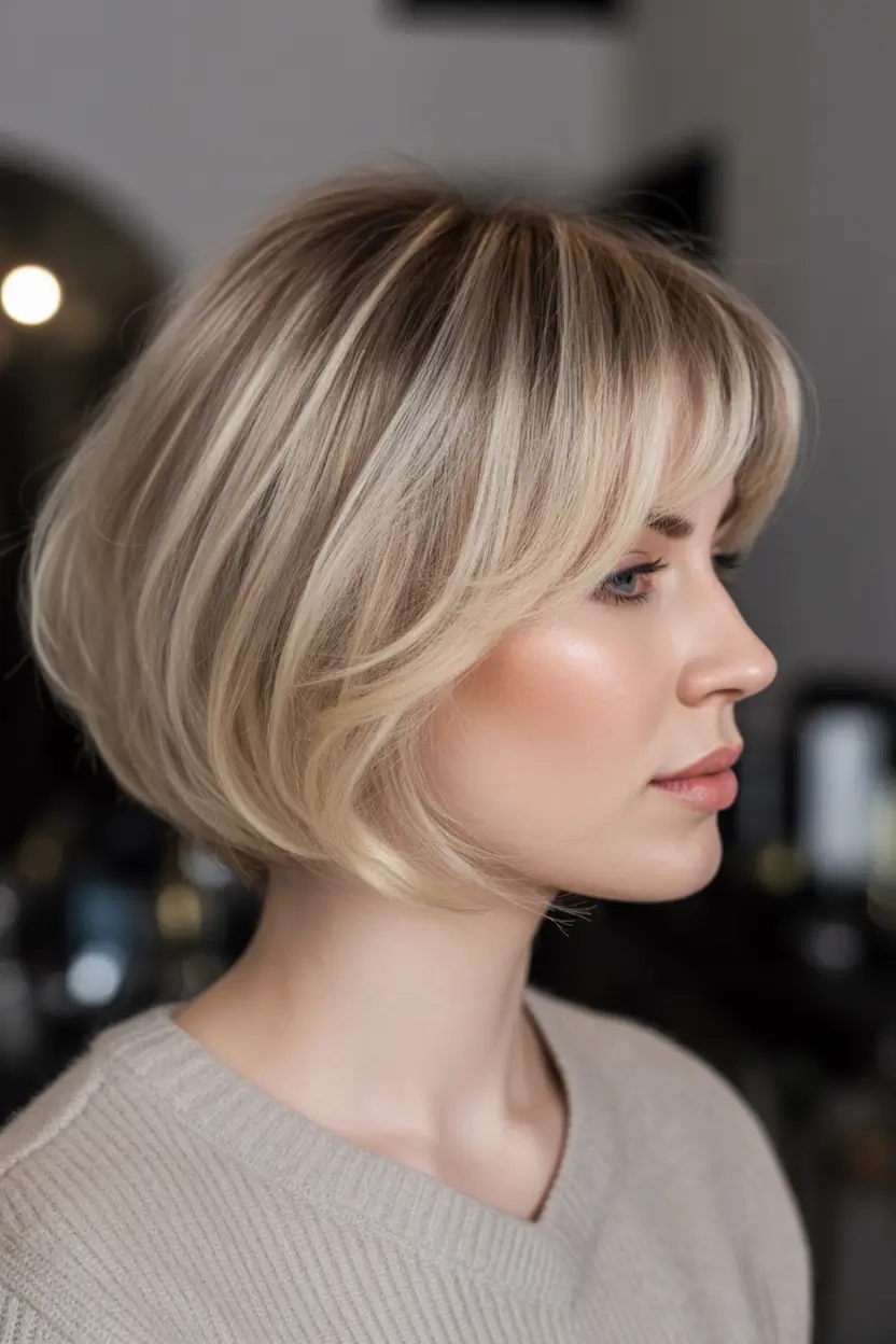 Easy Short Fall Hairstyles 2025 Soft Blonde Bob with Curtain Bangs