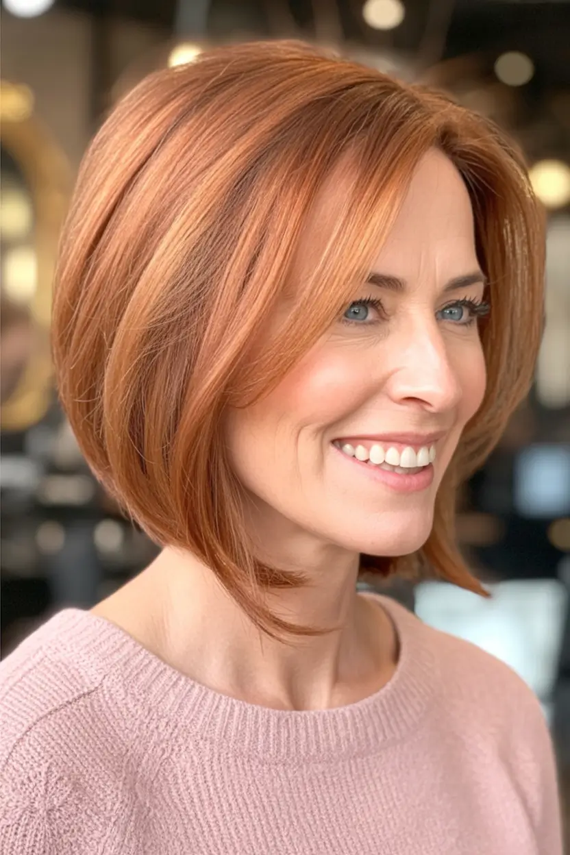 Easy Short Fall Hairstyles 2025 Polished Bob with Subtle Strawberry Shine