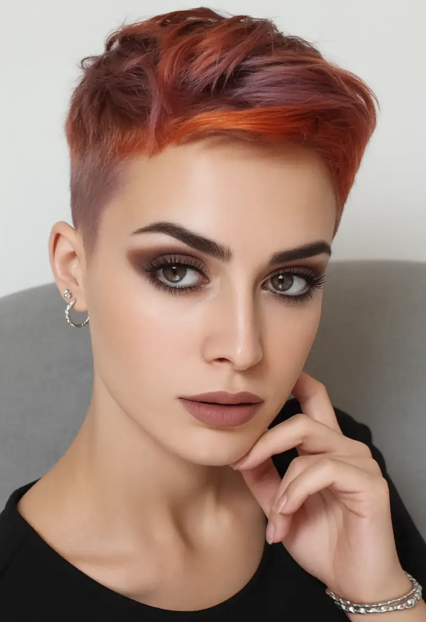 Easy Short Fall Hairstyles 2025 Vivid Copper and Plum Crop
