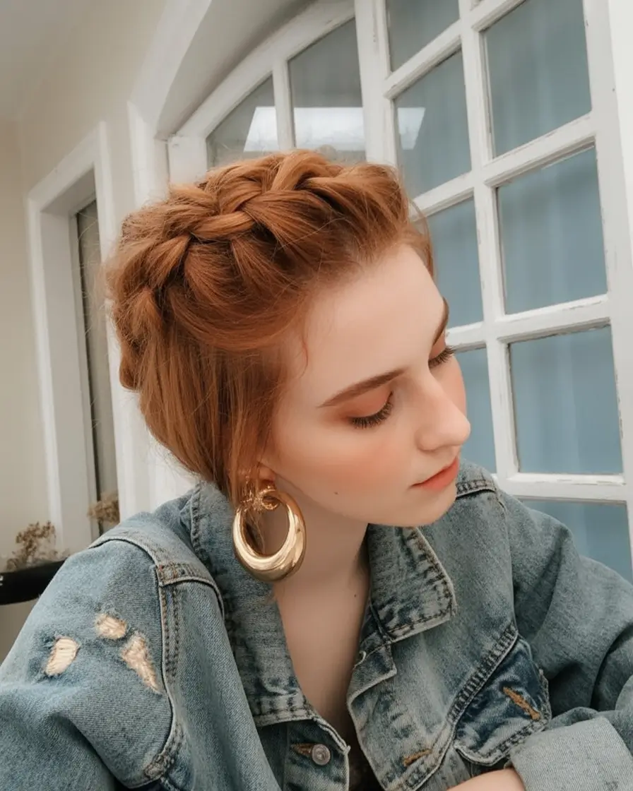 Easy Short Fall Hairstyles 2025 Rustic Crown Braid for Short Hair