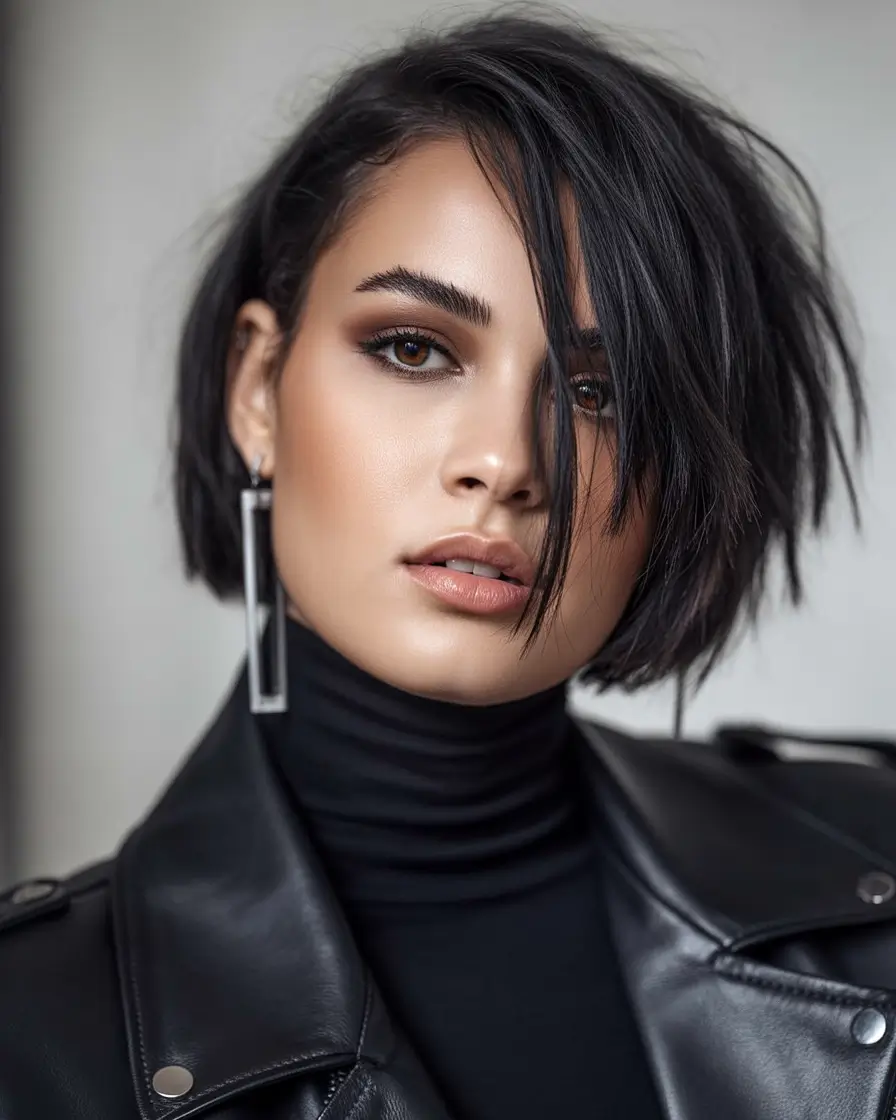 Easy Short Fall Hairstyles 2025 Edgy Asymmetrical Black Bob