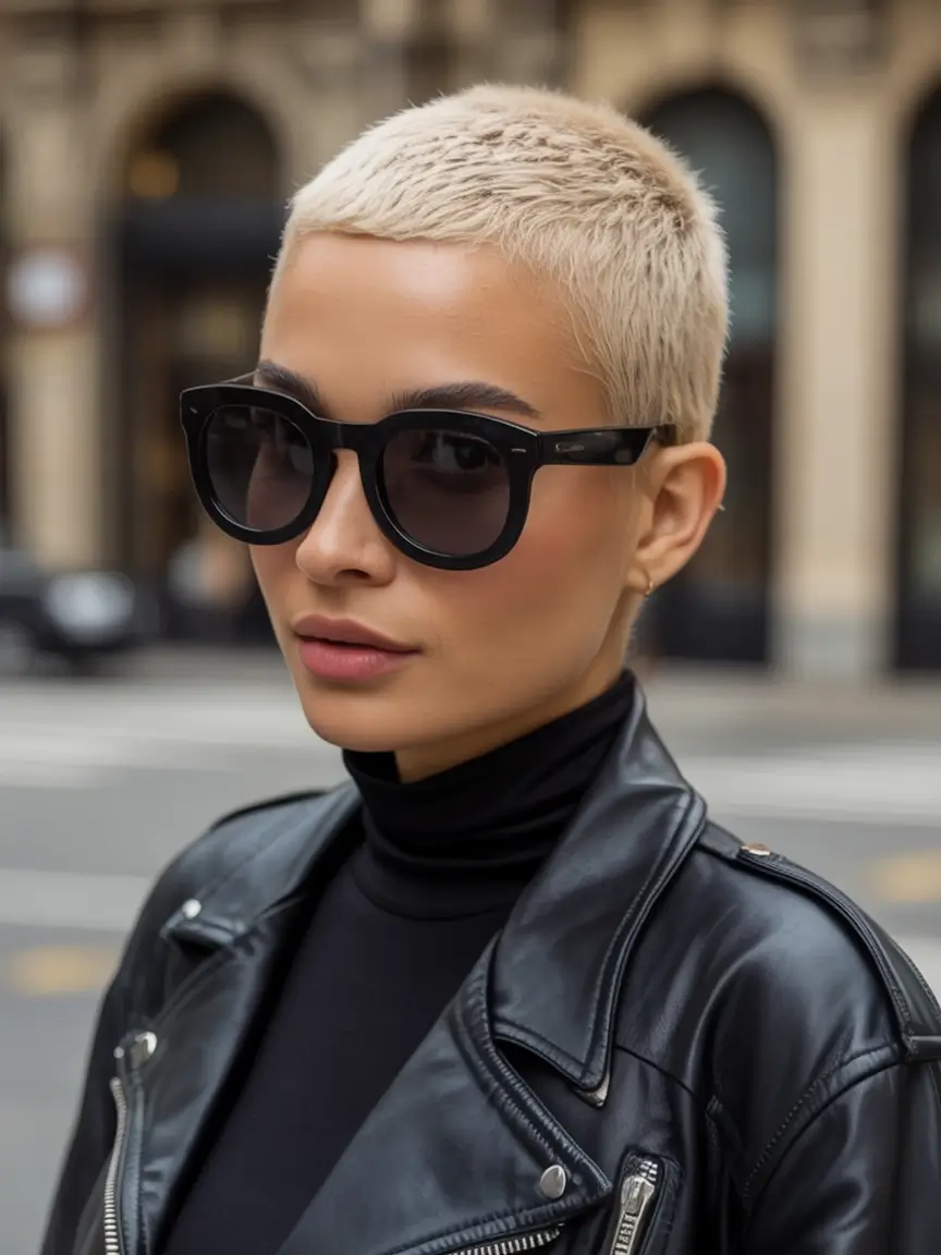 Easy Short Fall Hairstyles 2025 Platinum Buzz Cut for Bold Minimalism