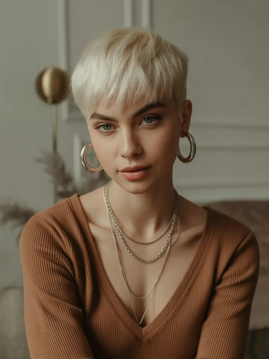 Easy Short Fall Hairstyles 2025 Platinum Crop with Feathered Fringe