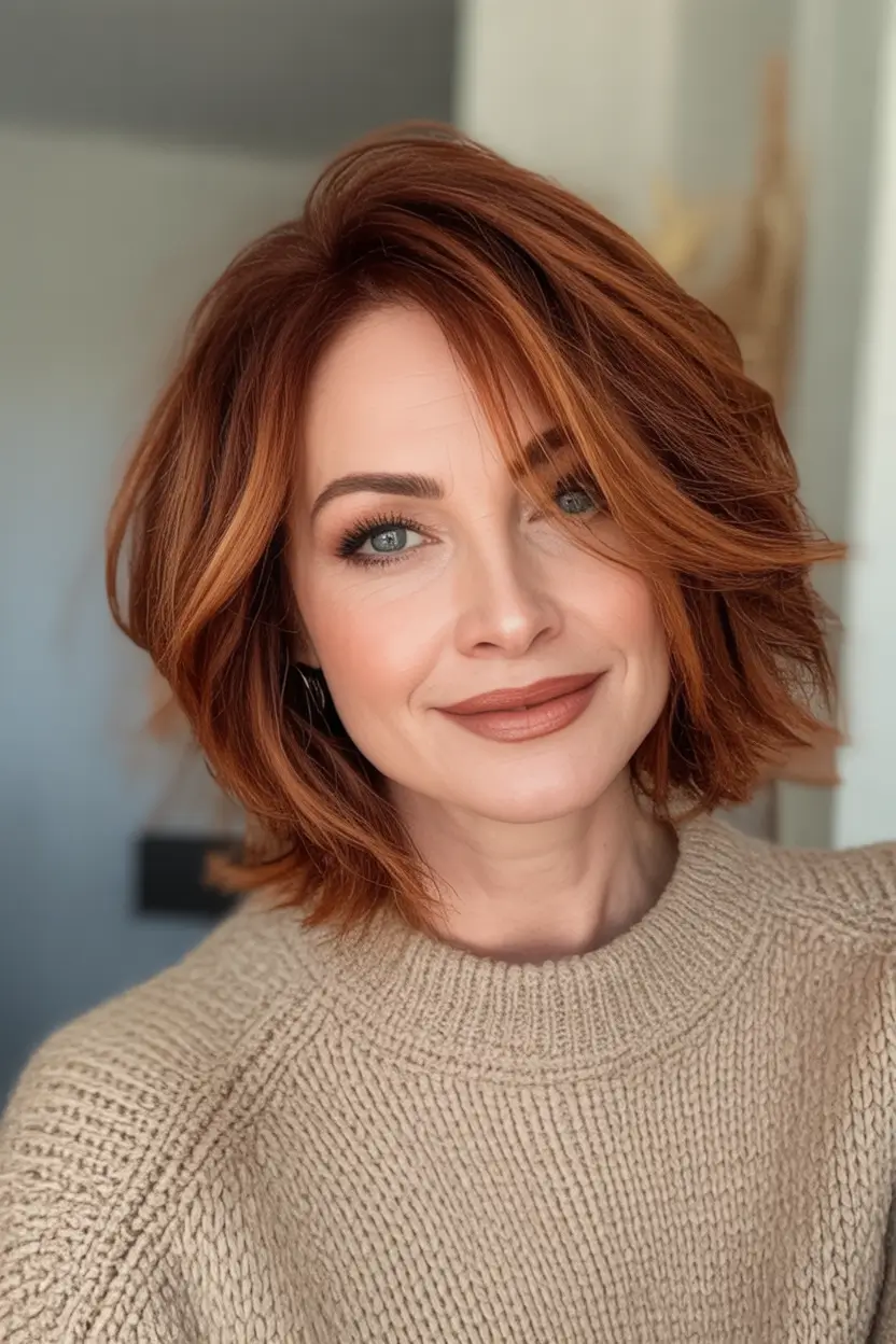 Easy Short Fall Hairstyles 2025 Autumn Copper Layered Bob