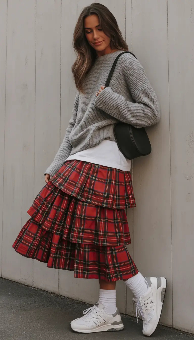 Fall 2025 outfits for Everyday Life: Style Ideas Tartan Skirt Knit