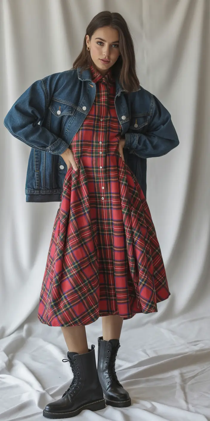 Fall 2025 outfits for Everyday Life: Style Ideas Plaid Dress Denim