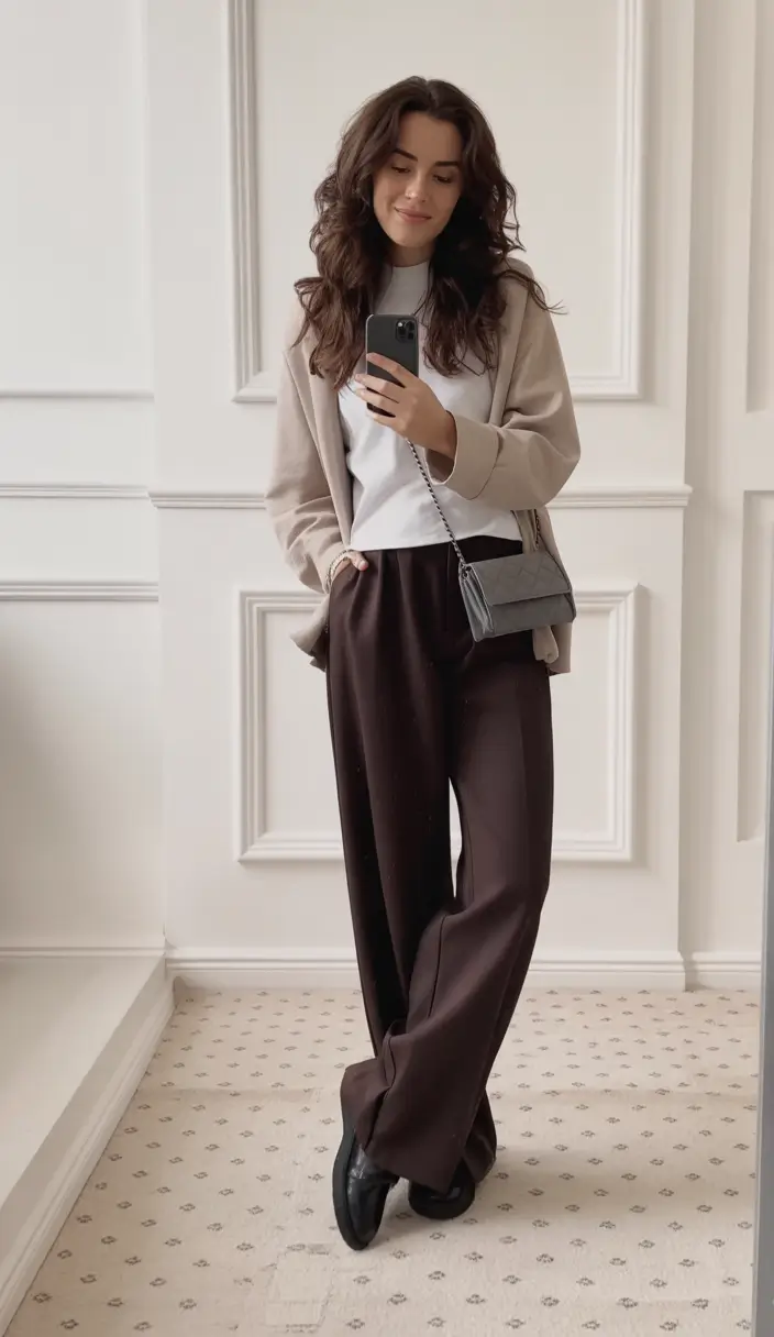 Fall 2025 outfits for Everyday Life: Style Ideas Soft Neutrals with Wide Trousers