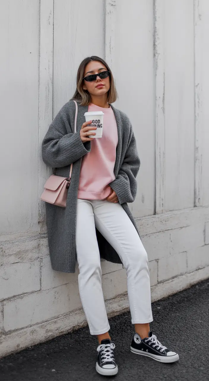 Fall 2025 outfits for Everyday Life: Style Ideas Soft Pink and Gray Layers