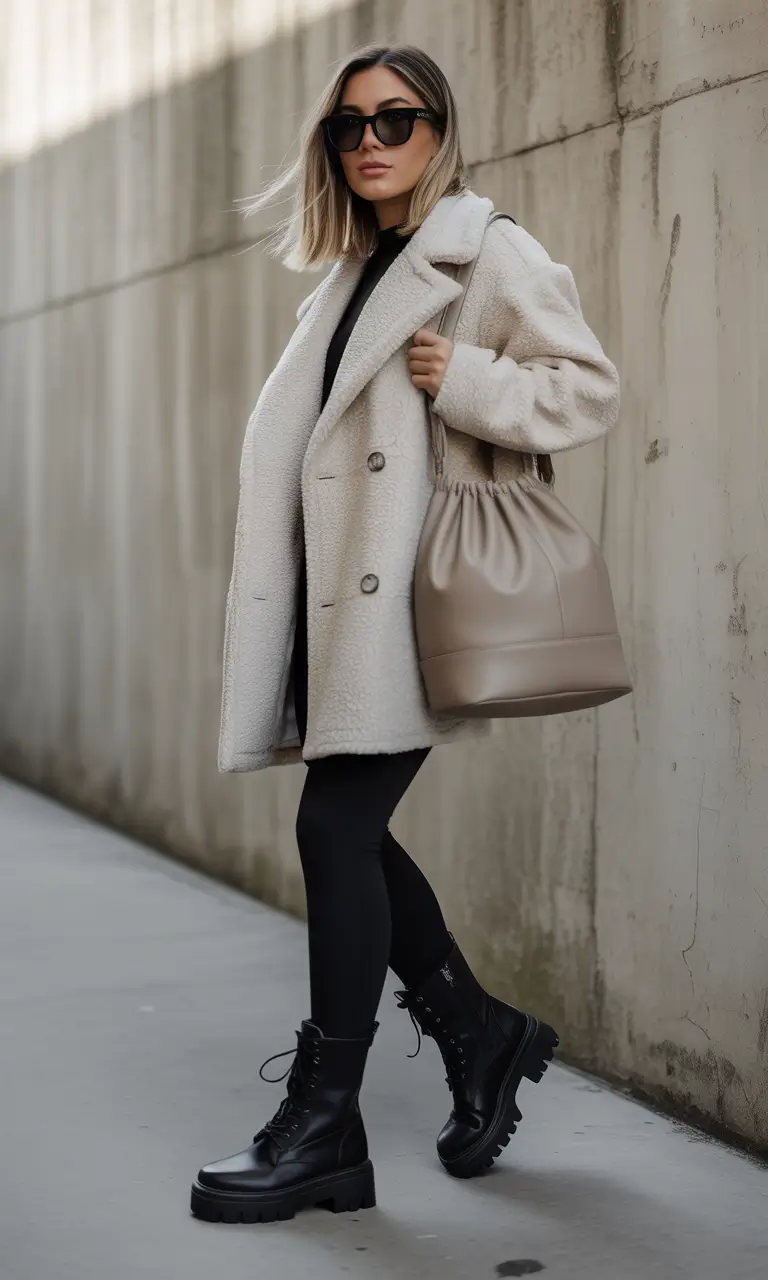 Fall 2025 outfits for Everyday Life: Style Ideas Teddy Coat with Black Boots