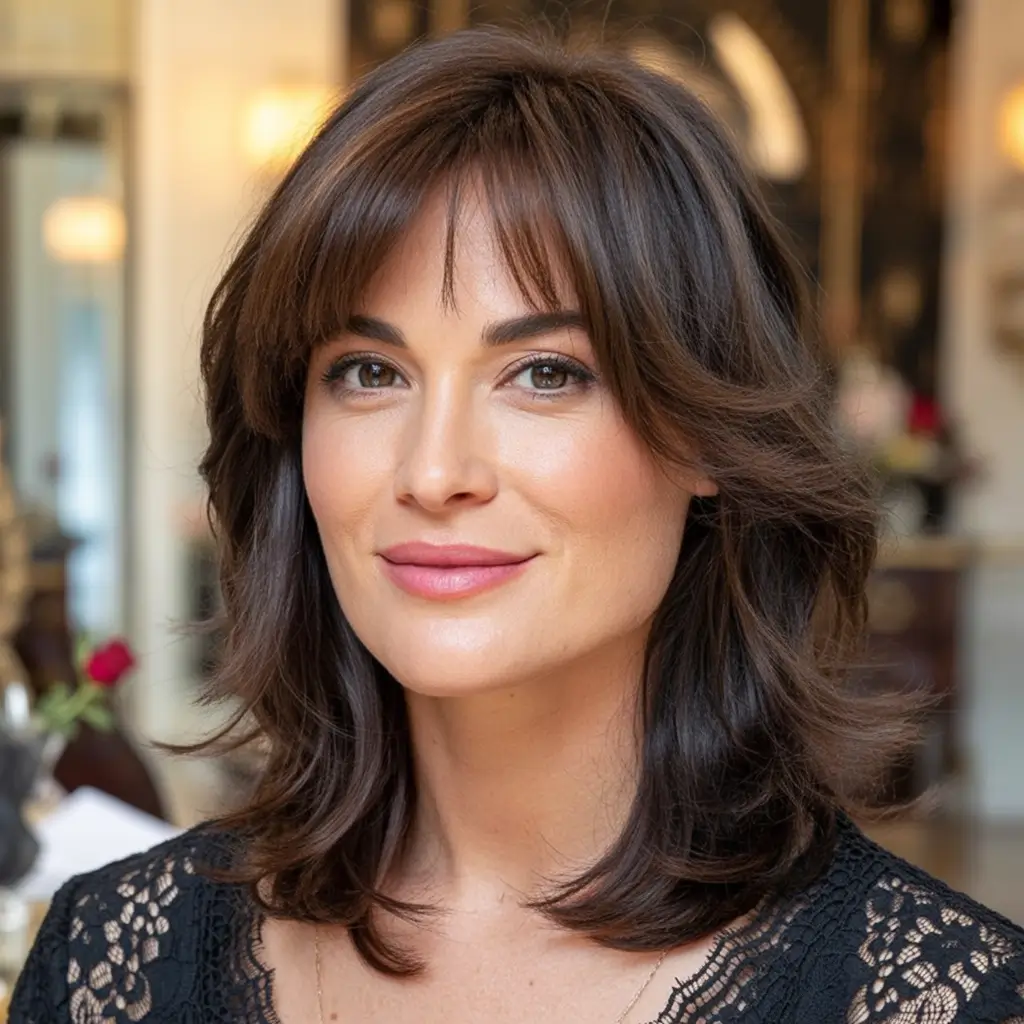 Fall Haircut Ideas for September 2025 Feathered Shag with Soft Bangs