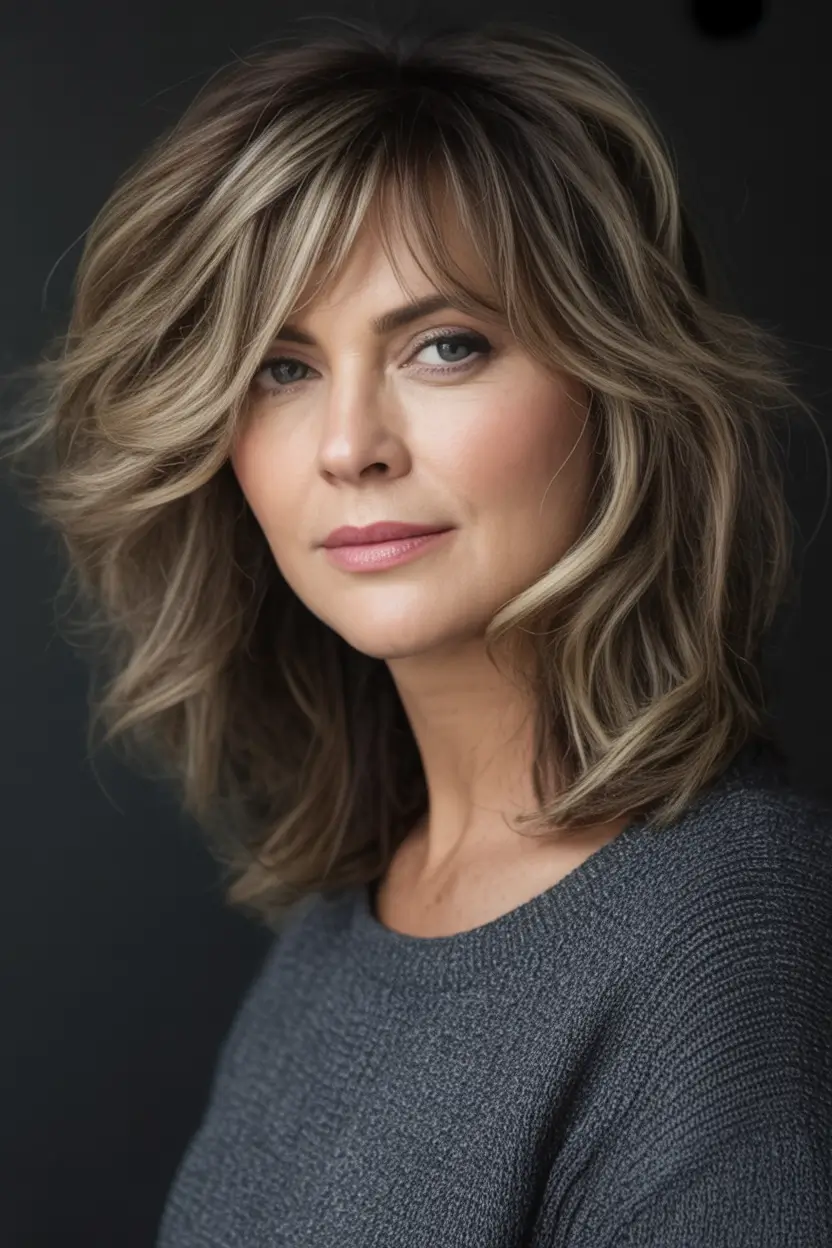 Fall Haircut Ideas for September 2025 Soft Layered Waves with Side Fringe