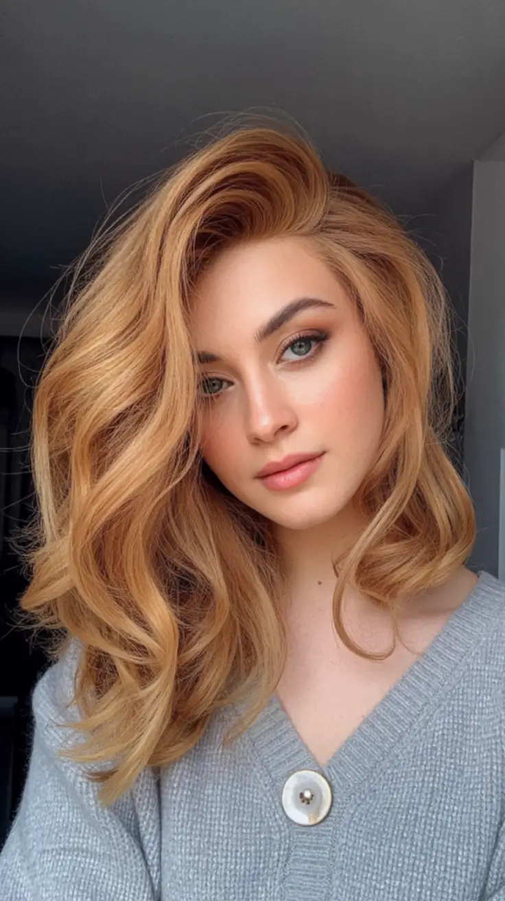 Fall Haircut Ideas for September 2025 Long Golden Waves with Side Part