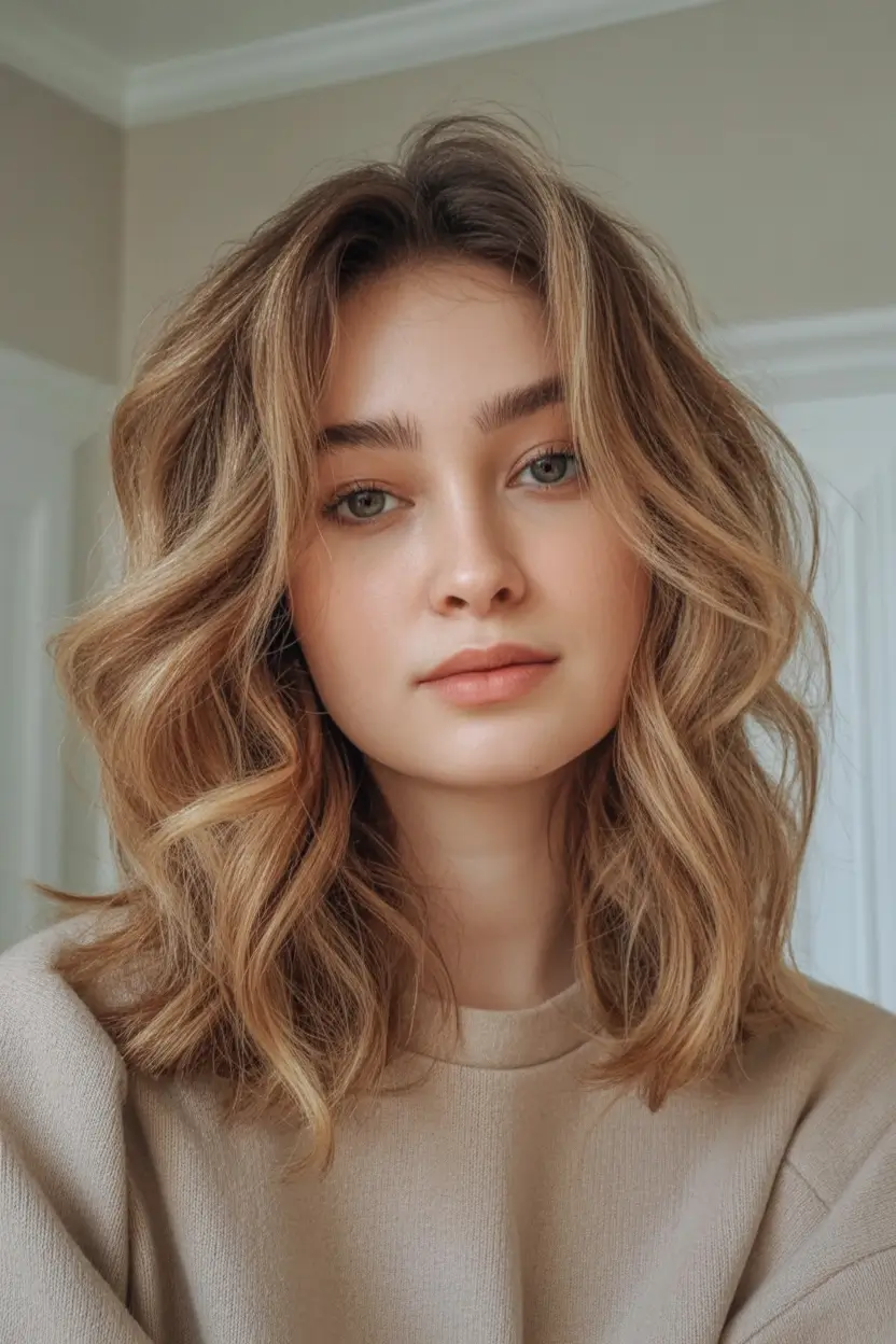 Fall Haircut Ideas for September 2025 Soft Balayage Lob with Loose Waves