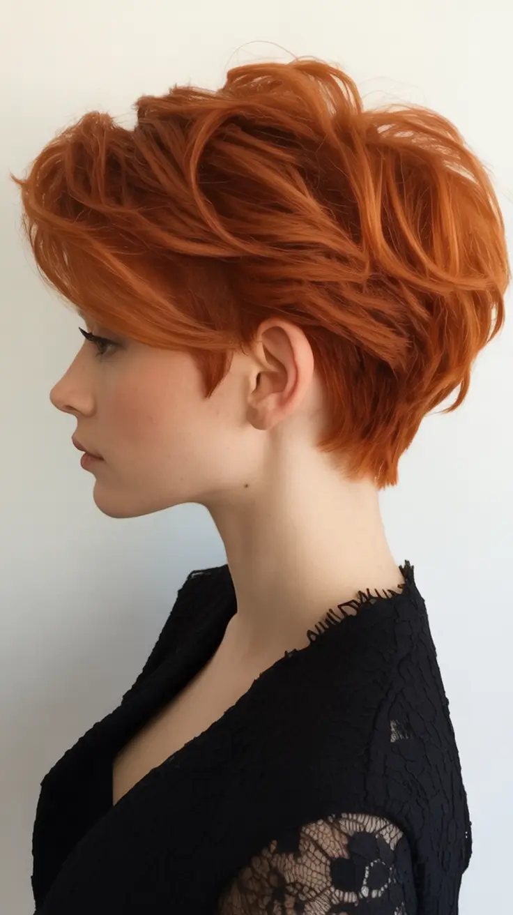 Fall Haircut Ideas for September 2025 Spicy Copper Pixie with Volume