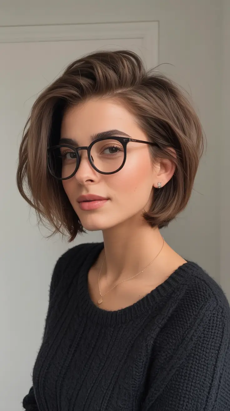 fall haircuts ideas 2025 Voluminous Tapered Bob with Side Part