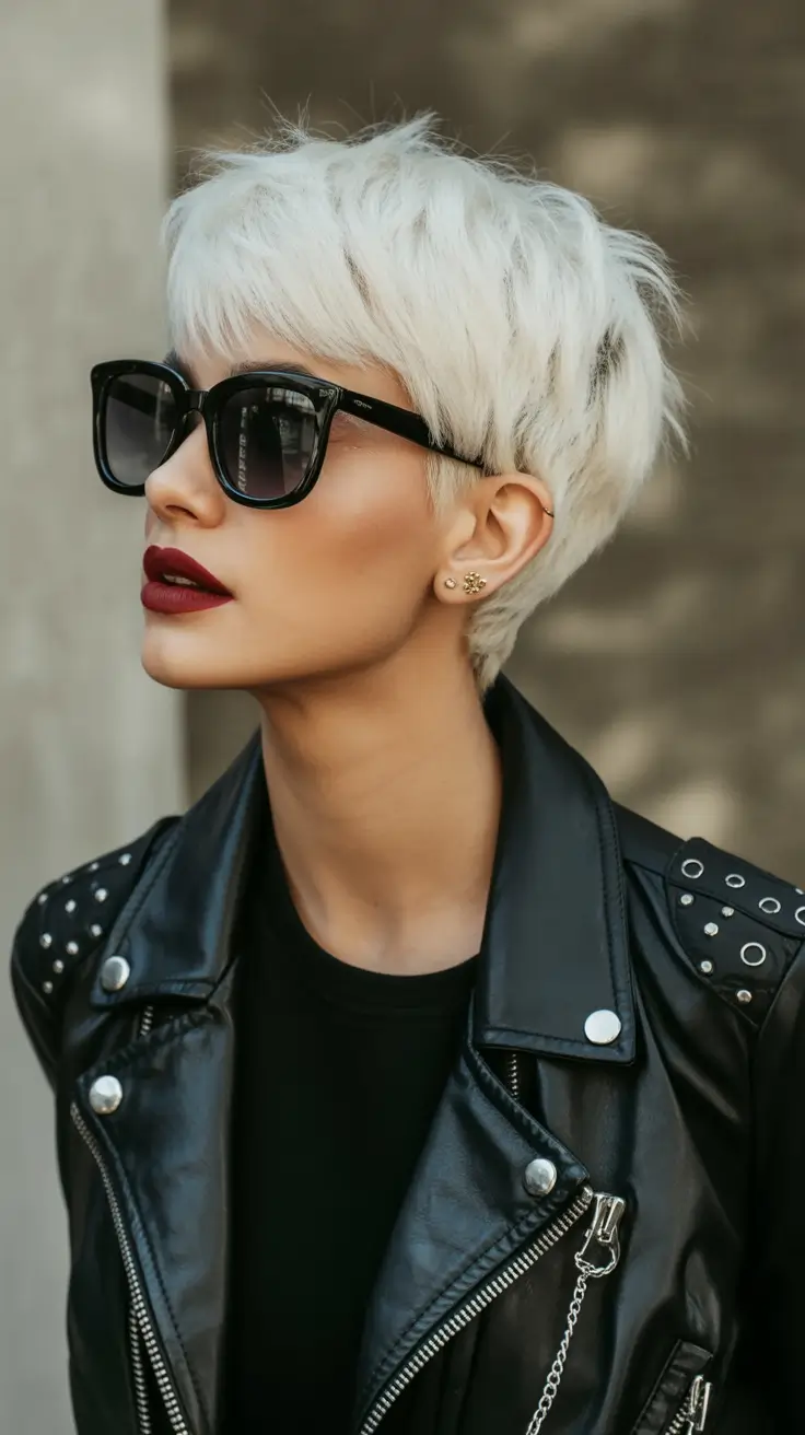 fall haircuts ideas 2025 Platinum Crop With Bold Texture