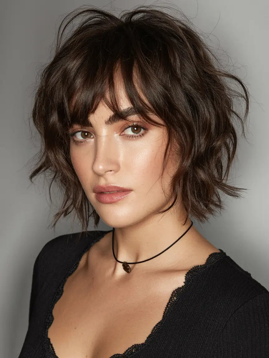 fall haircuts ideas 2025 Layered Shag With Choppy Fringe