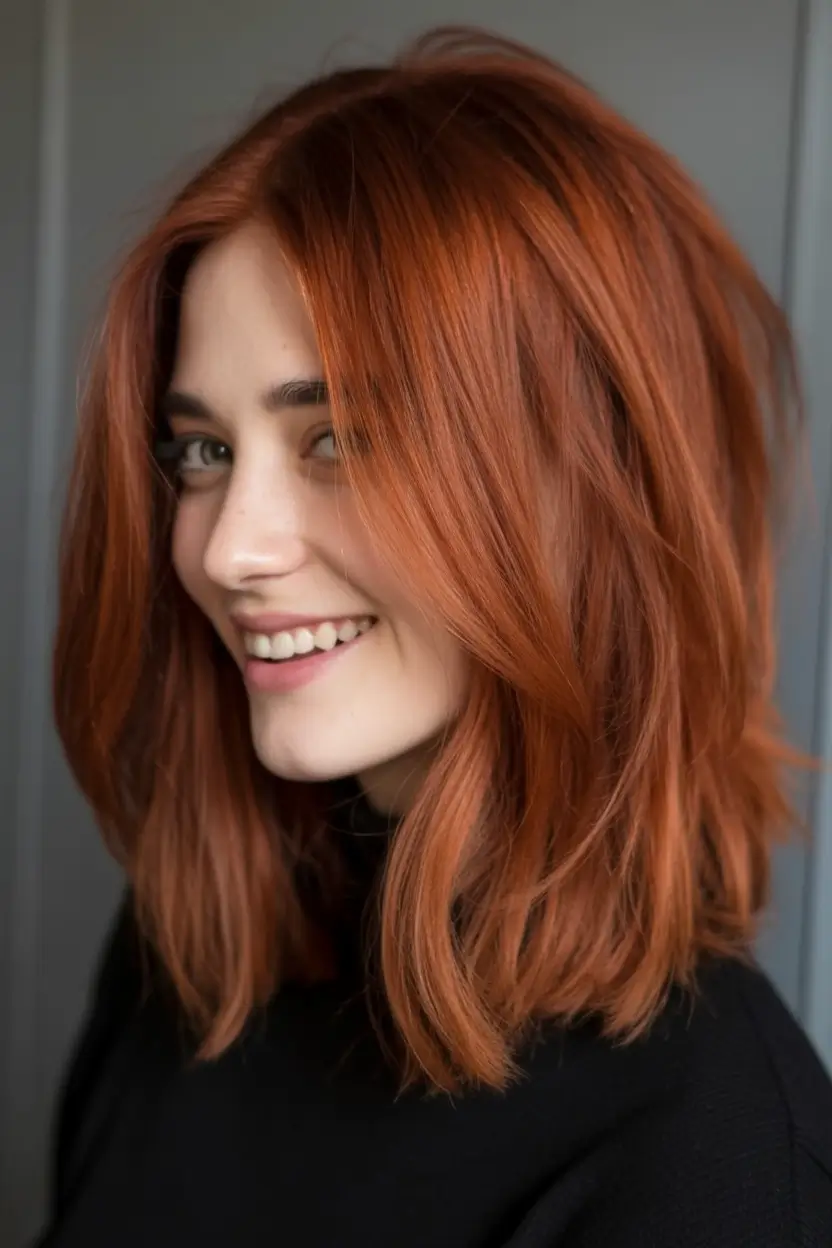 fall haircuts ideas 2025 Fiery Auburn Layers With Soft Texture