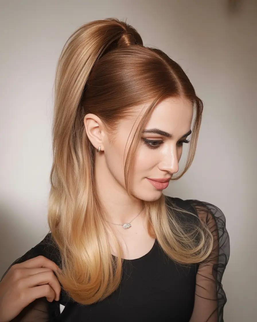 Fall hairstyle for long hairs 2025 High Pony with Sleek Face-Framing Layers