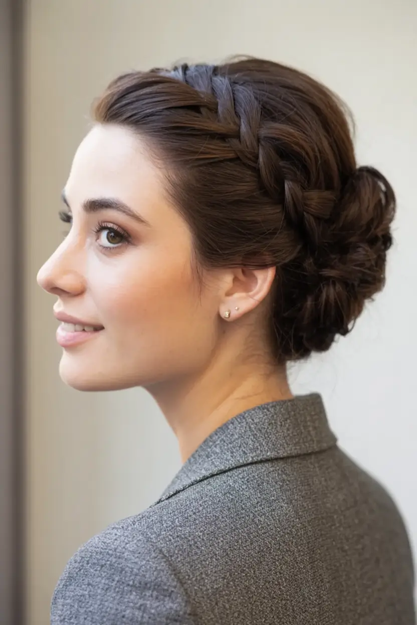Fall hairstyle for long hairs 2025 Elegant Updo with Braided Detail