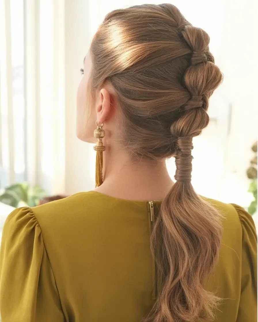 Fall hairstyle for long hairs 2025 Looped Mohawk Pony