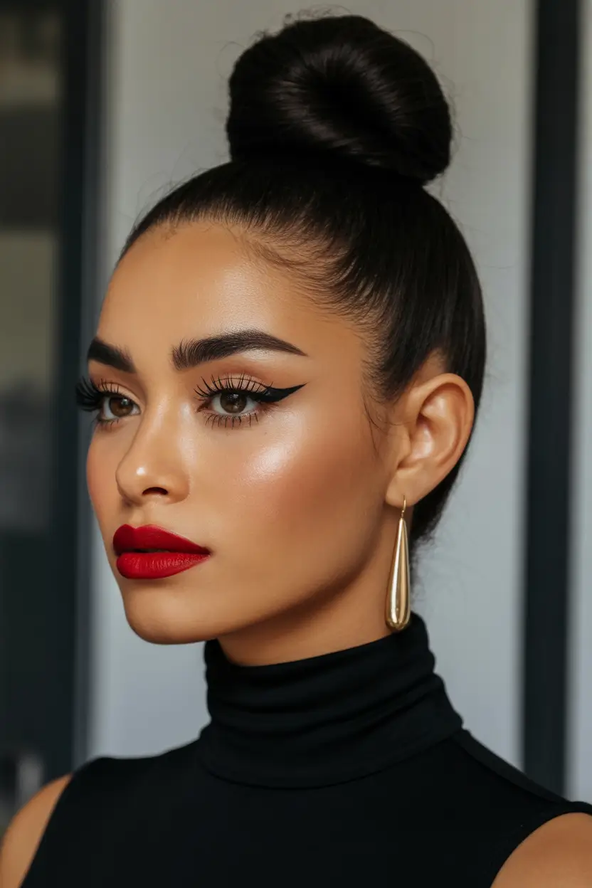 Fall hairstyles ideas 2025 Classic High Slick Back Bun