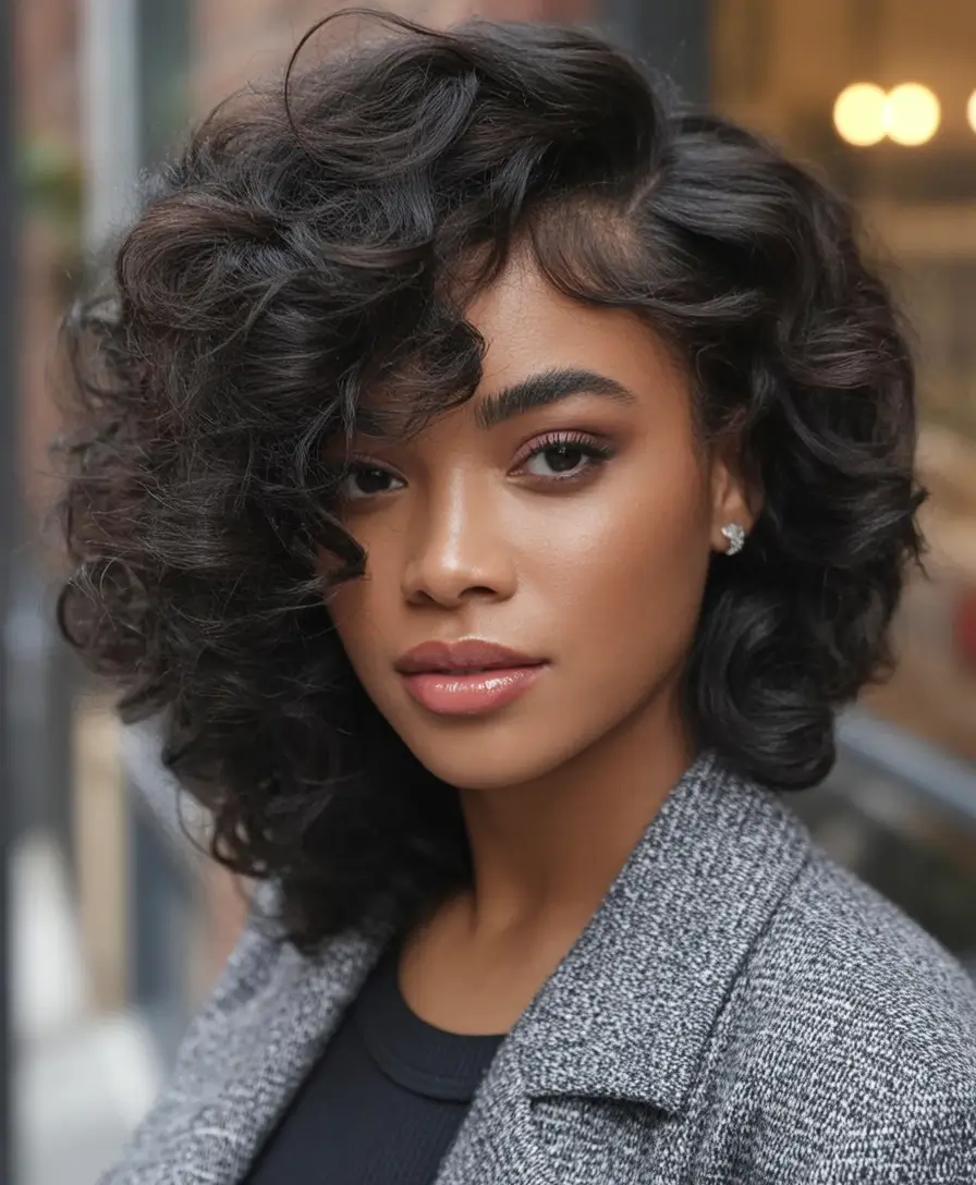 Fall hairstyles ideas 2025 Sculpted Side Swept Curls
