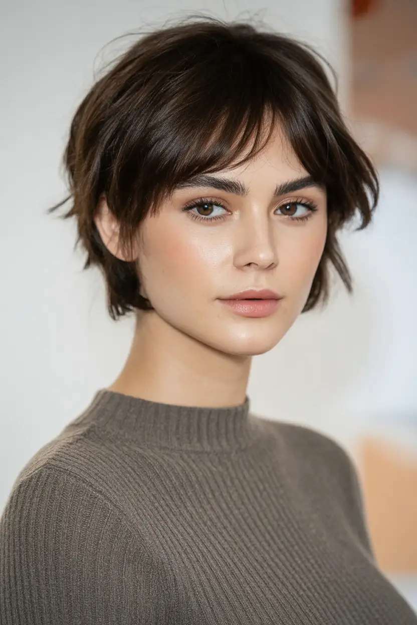 Fall hairstyles ideas 2025 Feathered Pixie for Short Thin Hair