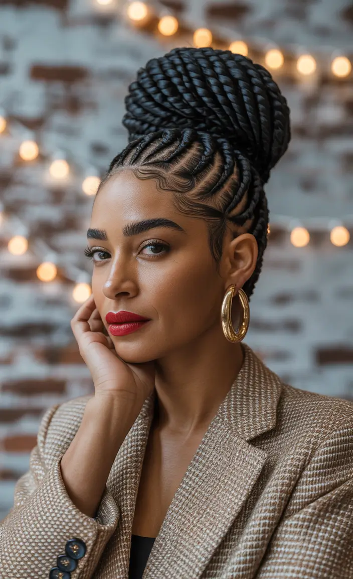 Fall hairstyles ideas 2025 Elegant Twist Braided Crown