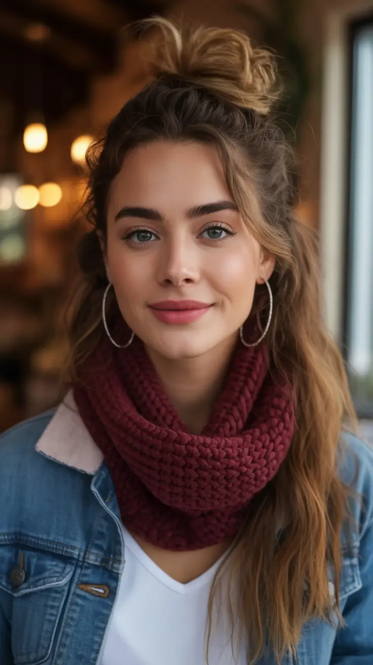 Fall hairstyles ideas 2025 Fall’s Favorite Half-Up Top Knot