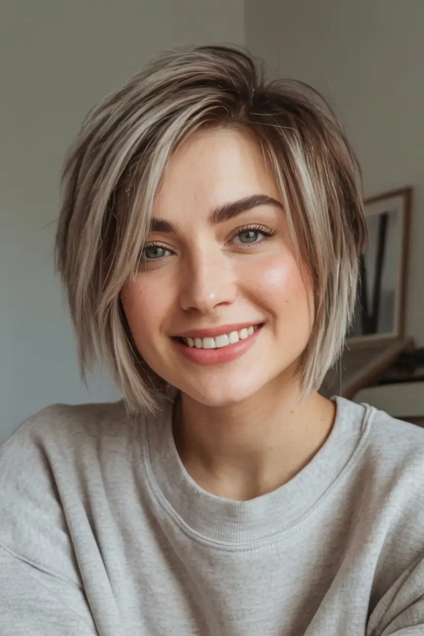 Fall hairstyles ideas 2025 Short Layered Pixie Bob With Highlights
