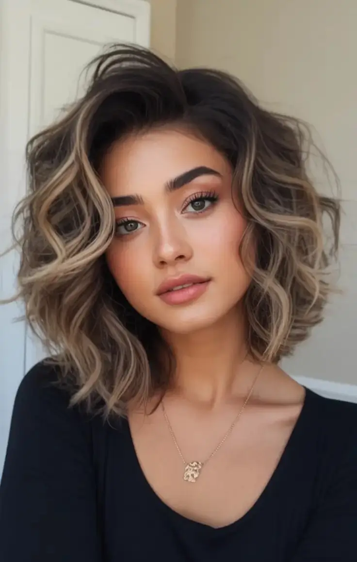 Fall hairstyles ideas 2025 Curled Bob With Lived-In Blonde Balayage