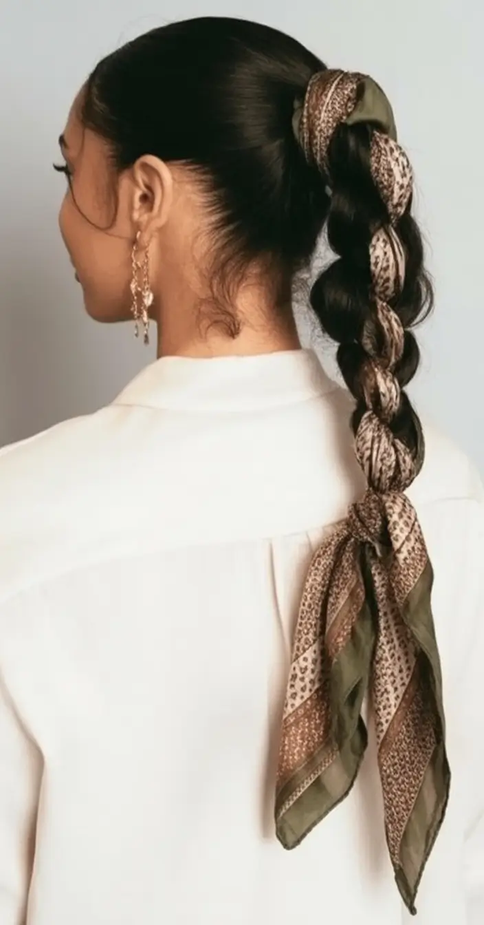 Fall hairstyles ideas 2025 Braided Ponytail With Ribbon Accent