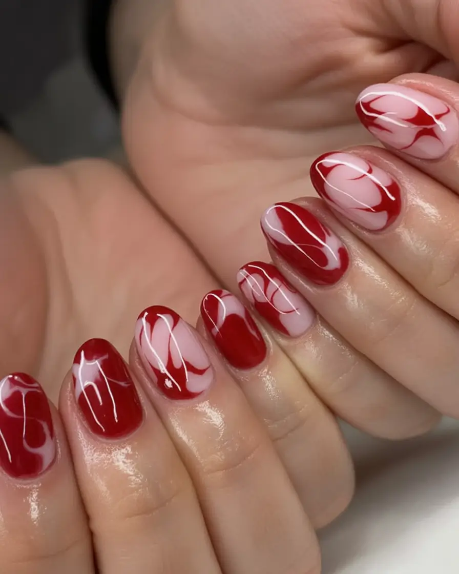 Fall Nail Art Ideas for September 2025 Red Marble Energy