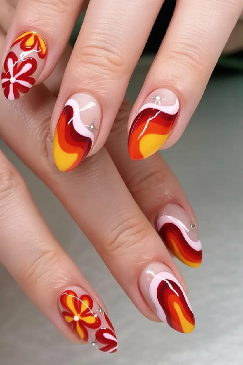Fall Nail Art Ideas for September 2025 Retro Autumn Waves