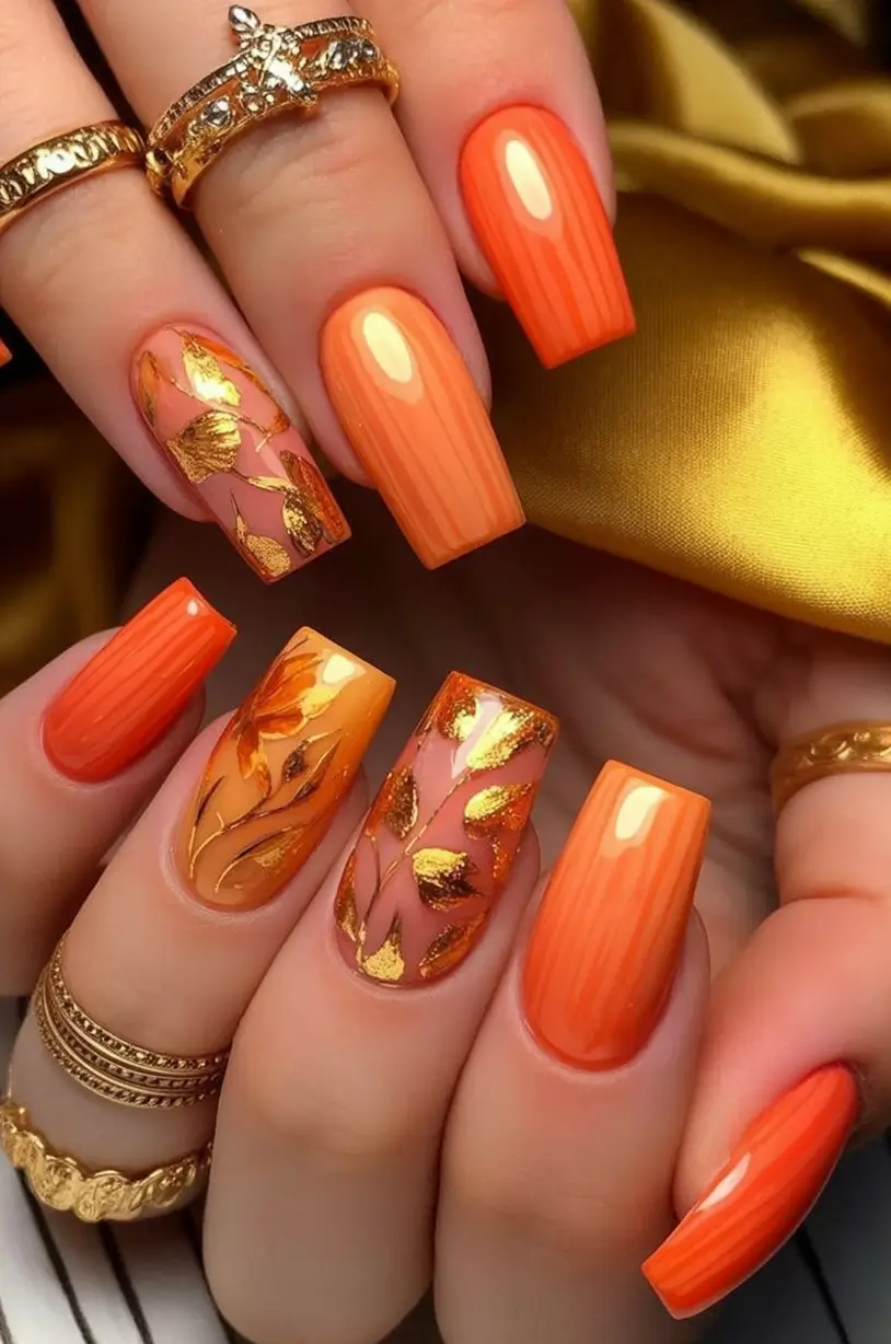 Fall Nail Art Ideas for September 2025 Golden Leaf Luxe