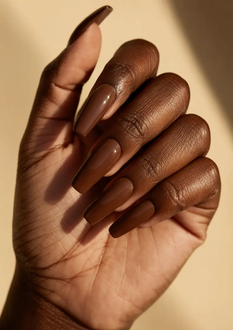 Fall Nail Colors for Brown Skin 2025 – Mocha Brown