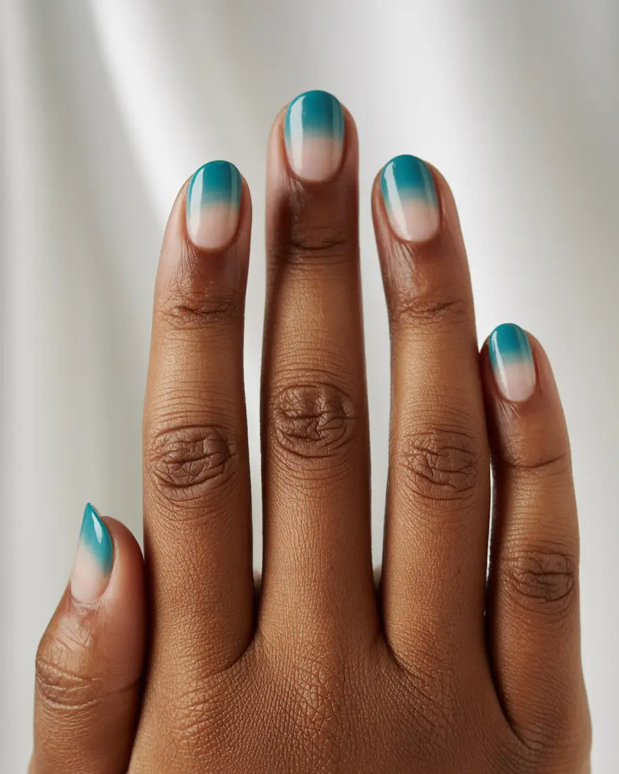 Fall Nail Colors for Brown Skin 2025 – Top Picks Teal Gradient Ombre Fade